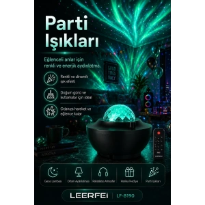 Parti Işığı Özellikli Galaksi Projeksiyon Lambası Kumandalı Gece Aydınlatması