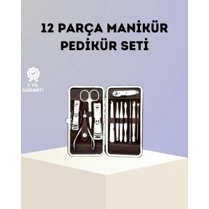 Paslanmaz Çelik Çok Fonksiyonlu 12 Manikür Seti