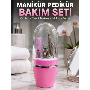 Pembe Tırnak Bakım Seti Cımbız Makas Tırnak Makası ve Törpü İçeren Kit