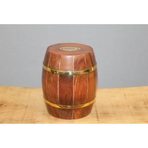 Pirinç Detaylı Fıçı Kumbara Model 2