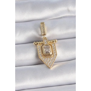 Pirinç Gold Renk Baget Zirkon Taşlı Ajda Charm