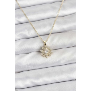 Pirinç Gold Renk Çiçek Model Kadın Kolye