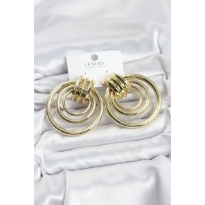 Pirinç Gold Renk Halka Model Vintage Kadın Küpe