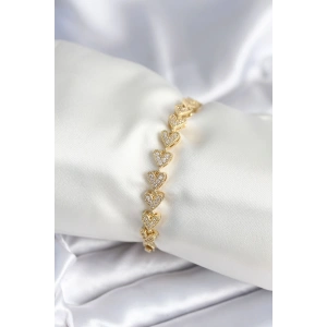 Pirinç Gold Renk Kalp Model Kadın Bileklik