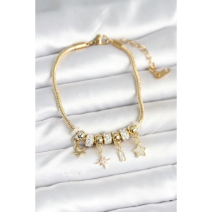 Pirinç Gold Renk Kutup Yıldızı Charmlı Kadın Bileklik