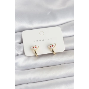 Pirinç Gold Renk Mineli Kalp Kiraz Model Çocuk Küpe