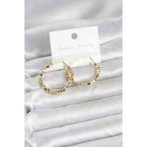 Pirinç Gold Renk Minimal Kare Halka Kadın Küpe
