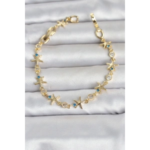 Pirinç Gold Renk Sıralı Deniz Yıldızı Model Kadın Bileklik