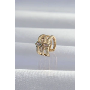 Pirinç Gold Renk Yonca Earcuff Küpe