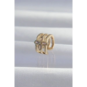 Pirinç Gold Renk Yonca Earcuff Küpe