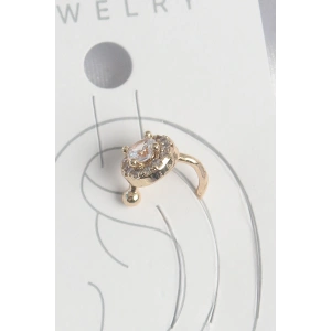 Pirinç Gold Renk Zirkon Taşlı Kadın Kıkırdak Küpe