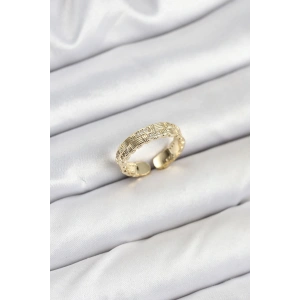 Pirinç Gold Renk Zirkon Taşlı Sırım Kadın Yüzük