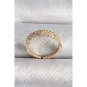 Pirinç Gold Renk Zirkon Taşlı VIP Seri Kadın Yüzük