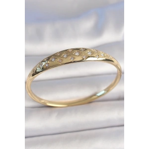 Pirinç Gold Renk Zirkon Taşlı Yıldız İşlemeli Kadın Kelepçe
