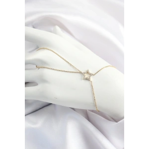 Pirinç Gold Renk Zirkon Taşlı Yıldız Model Şahmeran