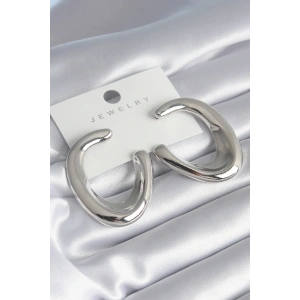 Pirinç Gümüş Renk Halka Model Kadın Küpe