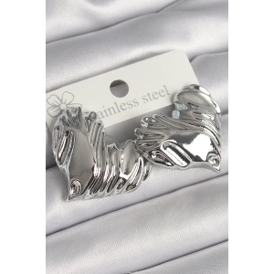 Pirinç Gümüş Renk İşlemeli Kalp Model Kadın Küpe