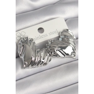 Pirinç Gümüş Renk İşlemeli Kalp Model Kadın Küpe