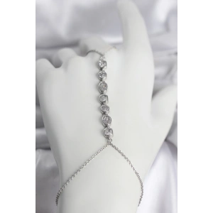 Pirinç Gümüş Renk Sıralı Zirkon Taşlı Kadın Şahmeran