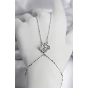 Pirinç Gümüş Renk Yonca Model Kadın Şahmeran