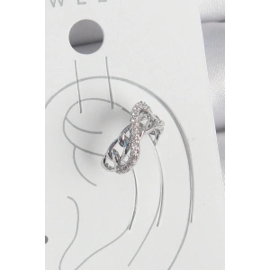 Pirinç Gümüş Renk Zirkon Taşlı Zincir Sonsuzluk Model Kadın Kıkırdak Küpe