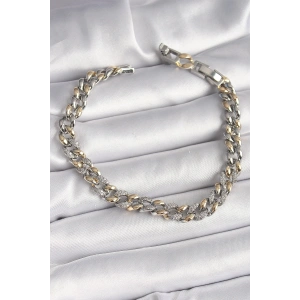 Pirinç Mix Renk Zirkon Taşlı Zincir Model VIP Seri Kadın Bileklik