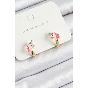 Pirinç Unıcorn Model Gold Renk Çocuk Küpe