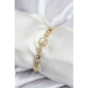 Pirinç VIP Seri Gold Renk Zirkon Taşlı Model Kadın Bileklik
