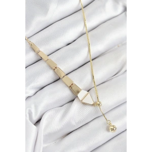 Pirinç Yılan Model Gold Renk Asansörlü Kadın Kolye