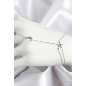 Pirinç Zirkon Taşlı Deniz Atı Ve Yıldız Model Gümüş Renk Şahmeran