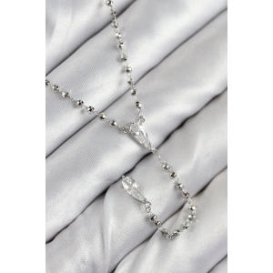 Pirinç Zirkon Taşlı Gümüş Renk Kadın Y Kolye