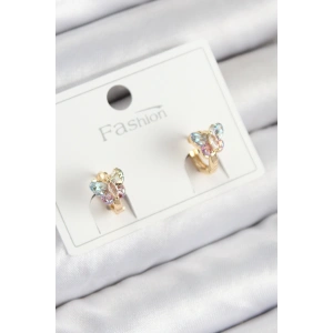 Pirinç Zirkon Taşlı Kelebek Model Gold Renk Çocuk Küpe