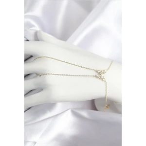 Pirinç Zirkon Taşlı Kelebek Model Gold Renk Şahmeran