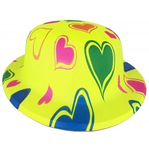 Plastik Neon Desenli UV Işık Parti Şapkası Sarı 1 Adet