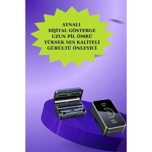 Powerbank Aynalı Bluetooth Kulaklık Ve Akıllı Saat Seti ANC Özelliği Dokunamatik