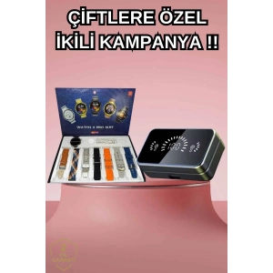 Powerbank Aynalı Bluetooth Kulaklık Ve Akıllı Saat Seti ANC Özelliği Dokunamatik