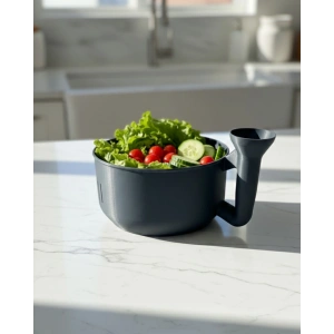 Pratik Sebze Yıkayıcı Süzgeçli Hazneli Ergonomik Saplı Mutfak Yardımcısı