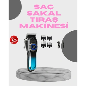 Profesyonel Saç Kesme Makinesi – 2000 mAh Şarjlı, LCD Ekranlı