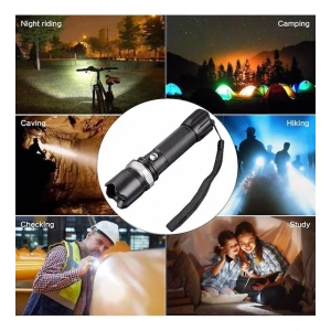 Profesyonel Şarjlı El Feneri Uzun Menzilli Şarjlı Zoomlu Süper Güçlü Acil Durum Feneri Çift Bataryal (5047)