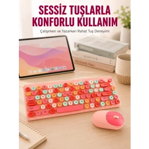 Retro Tarz Bluetooth 5.1 Klavye – Win/OSX/Android/iOS Uyumlu Yeni Nesil