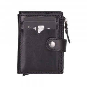Rodos Hakiki Deri, El Yapımı, Pop-Up Kartlık Cüzdan, Parlak Siyah