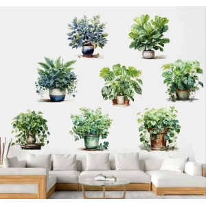 Saksılı Çiçek Tasarımlı 8li Sticker MC-480A