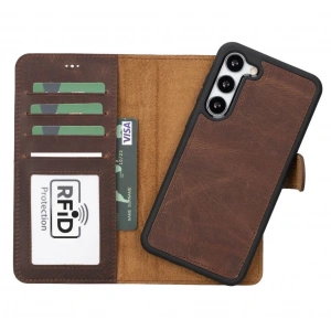 Samsung Galaxy S23 Plus Uyumlu Deri Cüzdanlı Kılıf G2 Kahve