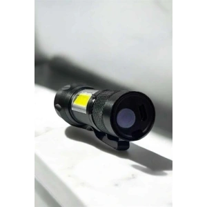 Şarjlı Metal Zoomlu El Feneri Işıldak Led Işık Taşınabilir El Lambası