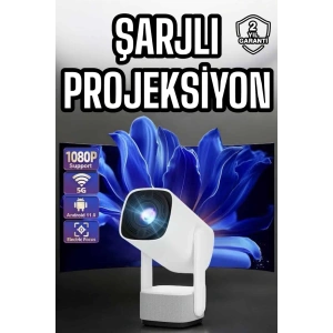 Şarjlı Projeksiyon Oyun Sinema Projektörü 4K HD Görüntü Kaliteli
