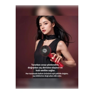 Şarjlı Ve Titreşimli Saç Masaj Tarağı Bakım Yağı Hazneli Fırça