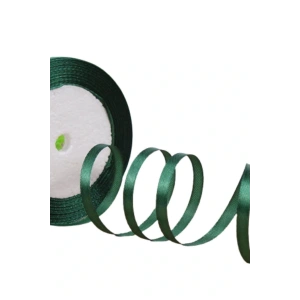 Saten Kurdele 1 cm 10 Metre Koyu Yeşil