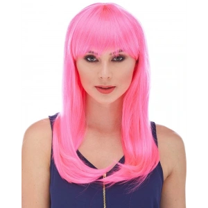 Şeker Pembesi Koyu Pembe Renk Uzun Düz Parti Peruğu (5047)