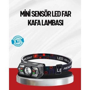 Sensörlü LED Kafa Lambası Kırmızı Beyaz Işık Ayarlanabilir
