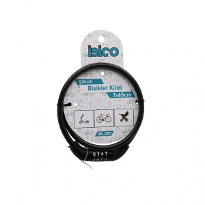 ŞİFRELİ EKO - İNCE BİSİKLET KİLİT ÇELİK TEL SİYAH ŞEFFAF KILIF 7MMX65CM (5047)